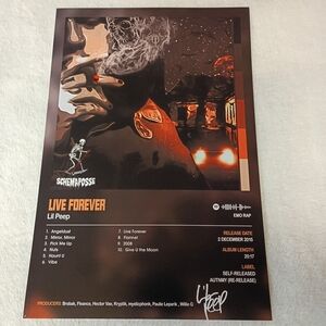 2/$10 Lil Peep Live Forever Album Cover Thick Cardstock Poster